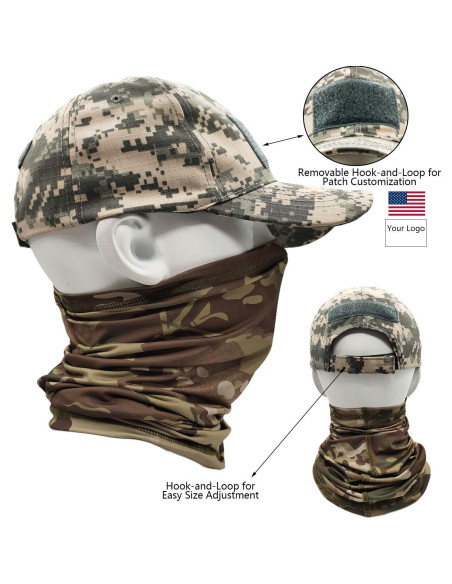 Conjunto Gorra Camo y Gaiter de Cuello UV Táctico