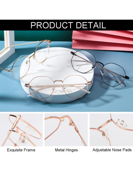 Gafas NIDOVIX Sin Prescripción Unisex Anti-luz Azul Oro