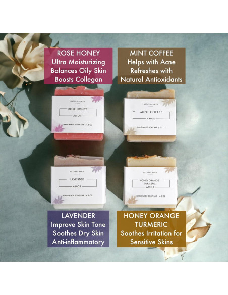Set de Jabón Orgánico Natural Amor - 4 Barras de 121.9g