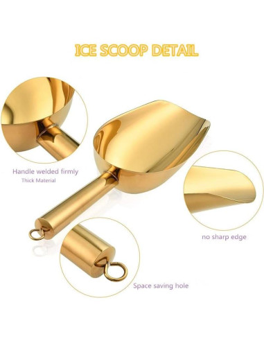 Cuchara de Hielo y Pinzas de Acero Inoxidable REJZZDKOE Oro