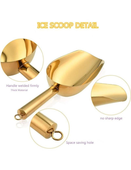 Cuchara de Hielo y Pinzas de Acero Inoxidable REJZZDKOE Oro