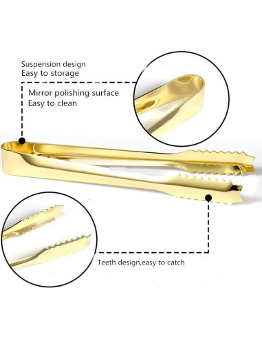 Cuchara de Hielo y Pinzas de Acero Inoxidable REJZZDKOE Oro