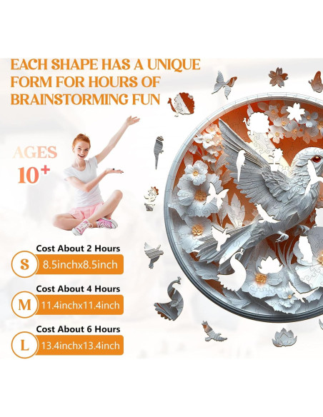 Rompecabezas de Madera 3D Lovpippi Colibrí 100 Piezas 21.5cm