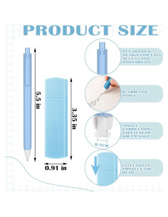 Set de Papelería Estética Resurhang - 6 Bolígrafos, 6 Cintas Correctoras, Notas Adhesivas Azules 2