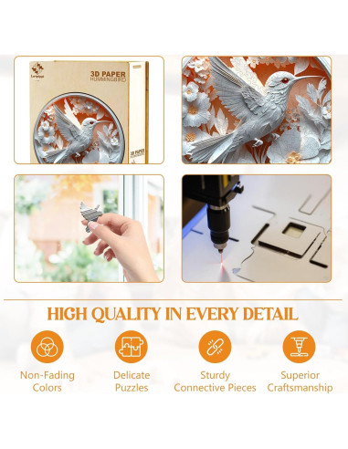Rompecabezas de Madera 3D Lovpippi Colibrí 100 Piezas 21.5cm
