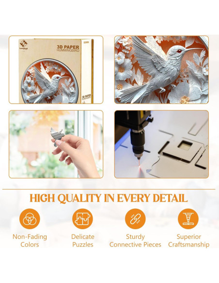 Rompecabezas de Madera 3D Lovpippi Colibrí 100 Piezas 21.5cm