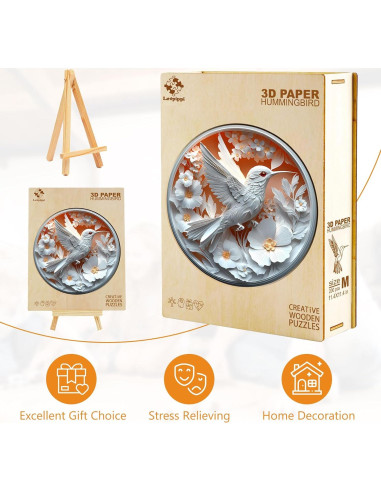 Rompecabezas de Madera 3D Lovpippi Colibrí 100 Piezas 21.5cm