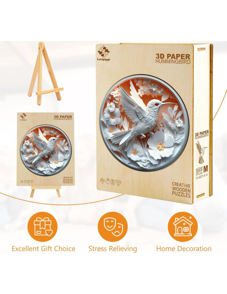 Rompecabezas de Madera 3D Lovpippi Colibrí 100 Piezas 21.5cm