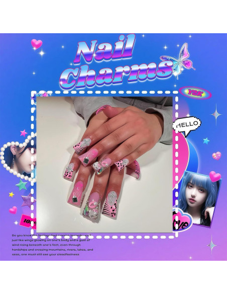 84 Piezas Encantos de Uñas Pizadix con Estrellas y Labiales