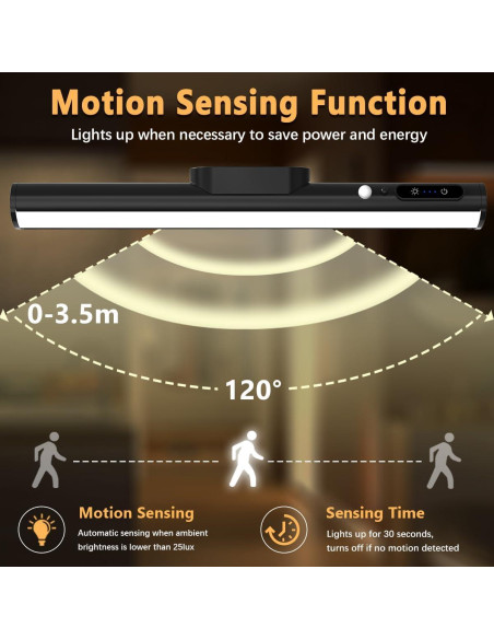 Barra de Luz LED Recargable con Sensor de Movimiento - Negro Barra de Luz LED Recargable con Sensor de Movimiento - Negro