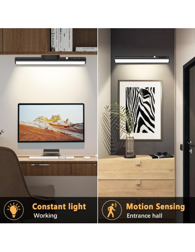 Barra de Luz LED Recargable con Sensor de Movimiento - Negro