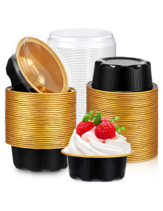 150 Moldes para Hornear con Tapas Eaasty 1.6 oz Aluminio