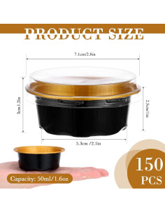 150 Moldes para Hornear con Tapas Eaasty 1.6 oz Aluminio 2