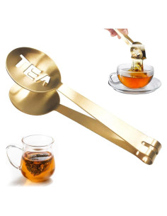 Pinzas para exprimir bolsas de té Qintreesify Acero Inoxidable Oro