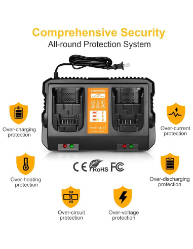 Cargador de Batería TeenPower DCB102 12V 20V Max Carga Rápida