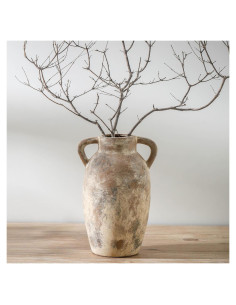 Jarrón Rústico de Cerámica Lyeec 24.4 cm con 2 Asas