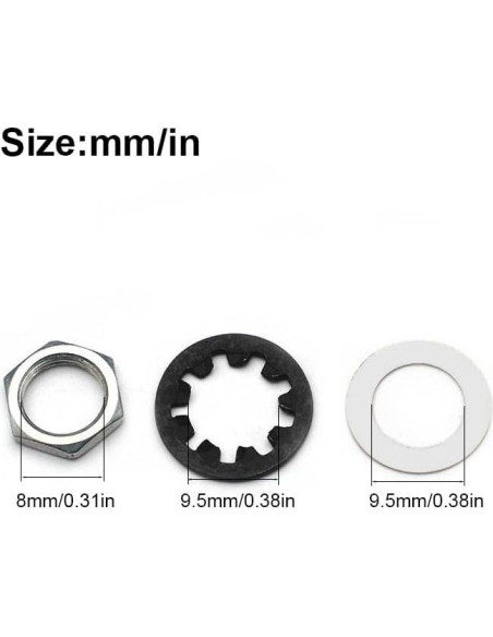 SAPHUE 12 Tuercas y Arandelas para Guitarra 1/4" Acero