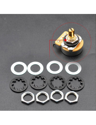 SAPHUE 12 Tuercas y Arandelas para Guitarra 1/4" Acero