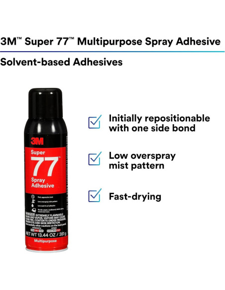 Adhesivo en Spray 3M Super 77 381 g para Papel y Tela