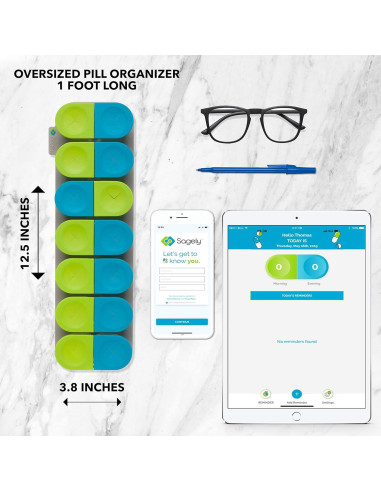 Organizador de Pastillas Semanal Sagely Smart XL - 7 Días AM/PM