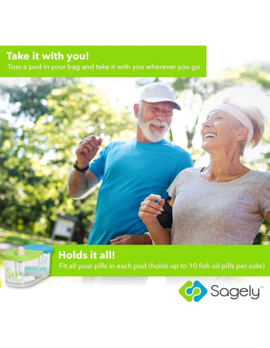 Organizador de Pastillas Semanal Sagely Smart XL - 7 Días AM/PM