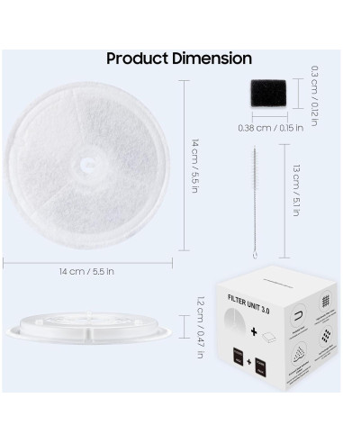 Filtros de Agua para Gatos AWoHH Unidad de Filtro 3.0 - 6 Pcs