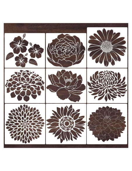 Plantillas de Flores Reutilizables Homeplus007 9 Piezas 35.6 cm Plantillas de Flores Reutilizables Homeplus007 9 Piezas 35.6 cm