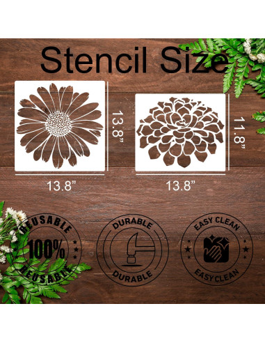 Plantillas de Flores Reutilizables Homeplus007 9 Piezas 35.6 cm