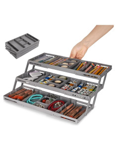 Organizador de Cajones Expandible Lucasden 3 Niveles Gris
