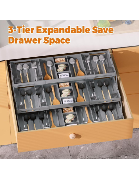 Organizador de Cajones Expandible Lucasden 3 Niveles Gris