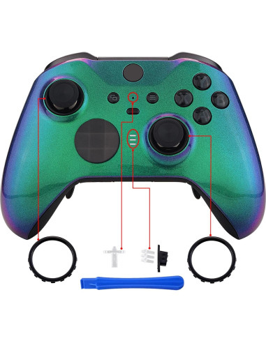 Carcasa Frontal eXtremeRate Chameleon Verde Púrpura para Xbox Elite 2