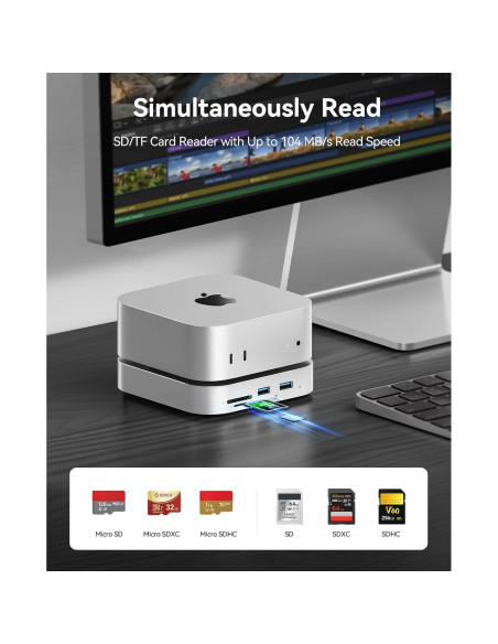 Hub ORICO MiniLink Mac Mini M4 8 en 1 USB 3.0 5Gbps