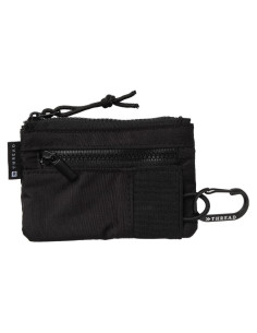 Cartera Pouch Thread Wallets Negra Compacta con Cierre y Ventana ID