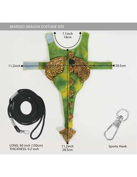 Disfraz Dragón Barbudo Yosadol con Arnés y Transportador Verde