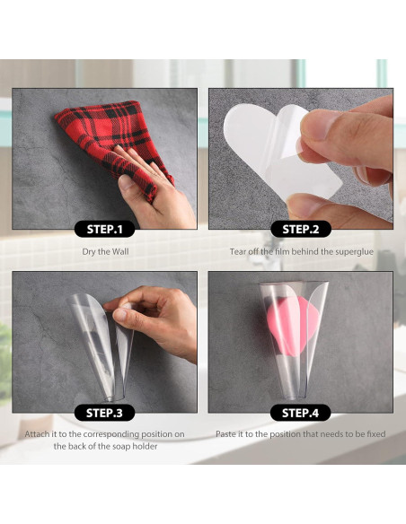 Soporte de Jabón Montado en Pared CHENGU - 2 Piezas Transparente