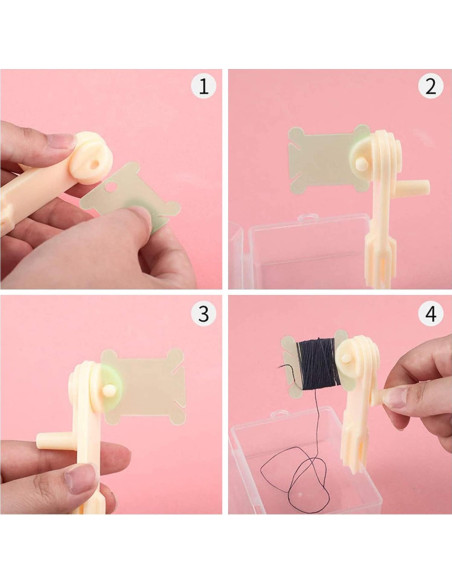 Set de 100 Bobinas de Hilo de Plástico KVMORZE con Enrollador