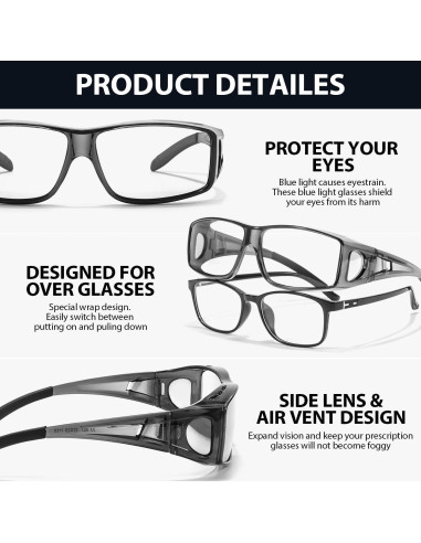 Gafas VIEWBETTER Fit Over Anti Luz Azul para Alivio Ocular