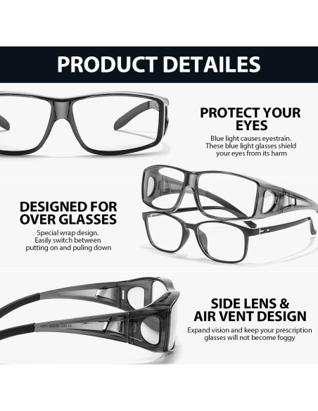 Gafas VIEWBETTER Fit Over Anti Luz Azul para Alivio Ocular