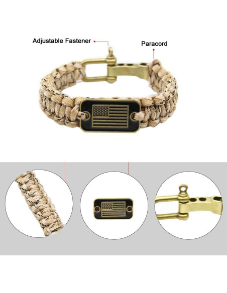 Pulsera de Supervivencia XINISI 20 en 1 Ajustable 23.5-29.5 cm