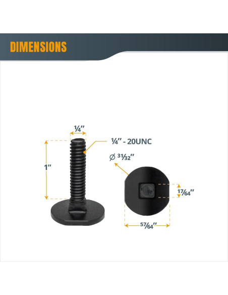 Bolas de Bloqueo Miter T POWERTEC 1/4"-20 2.54 cm 10PK