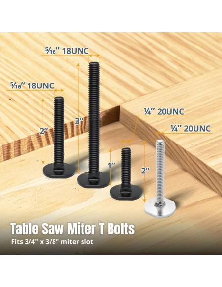 Bolas de Bloqueo Miter T POWERTEC 1/4"-20 2.54 cm 10PK