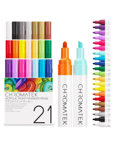 Marcadores de Pintura Acrílica CHROMATEK - 21 Colores Premium