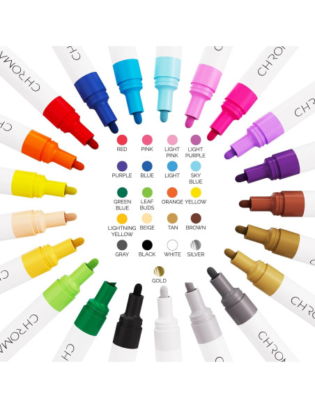 Marcadores de Pintura Acrílica CHROMATEK - 21 Colores Premium