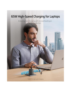 Cargador USB C 65W CUKTECH Plegable 3 Puertos Gris 2