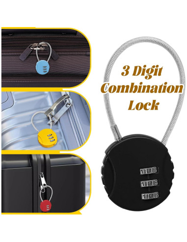 Paquete de 4 Candados de Combinación Bonsicoky 3 Dígitos