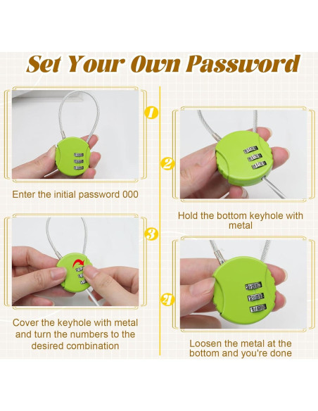 Paquete de 4 Candados de Combinación Bonsicoky 3 Dígitos