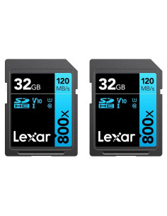 Tarjetas de Memoria SDHC Lexar 32GB UHS-I 800x Paquete de 2
