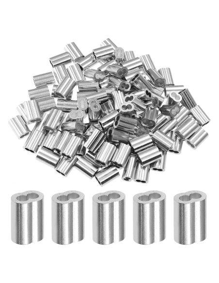 100pcs Manga de Bujes de Aluminio 3mm Doble Orificio PHITUODA