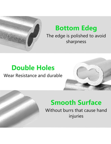 100pcs Manga de Bujes de Aluminio 3mm Doble Orificio PHITUODA