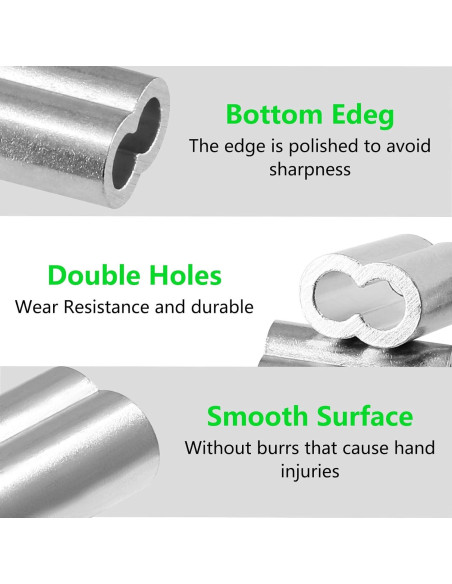 100pcs Manga de Bujes de Aluminio 3mm Doble Orificio PHITUODA